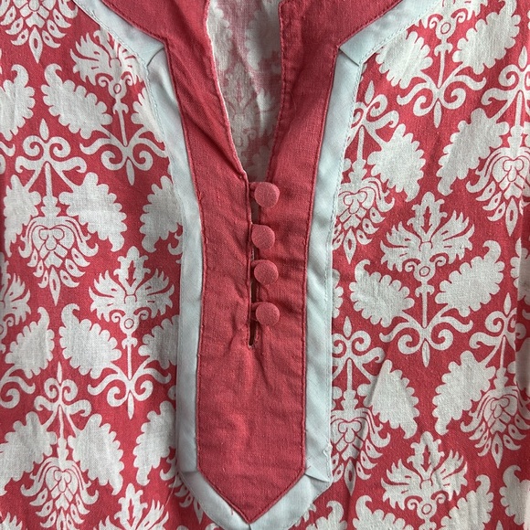 Saint Tropez West Pink and White Linen Rayon Blend Blouse Size XL - Picture 5 of 6